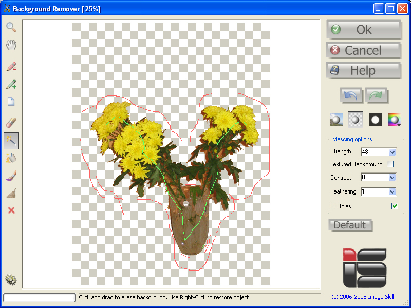 Fast and easily extracts objects from a complex background of a digital image.