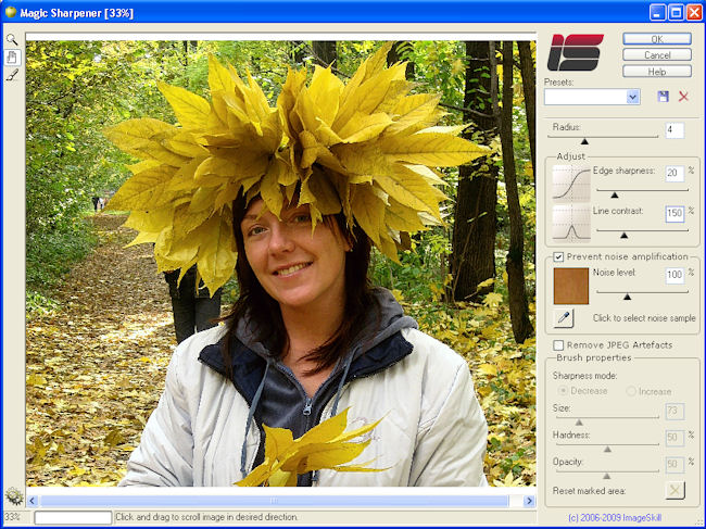 Image sharpening Photoshop-compatible plug-in without halos and increased noise.