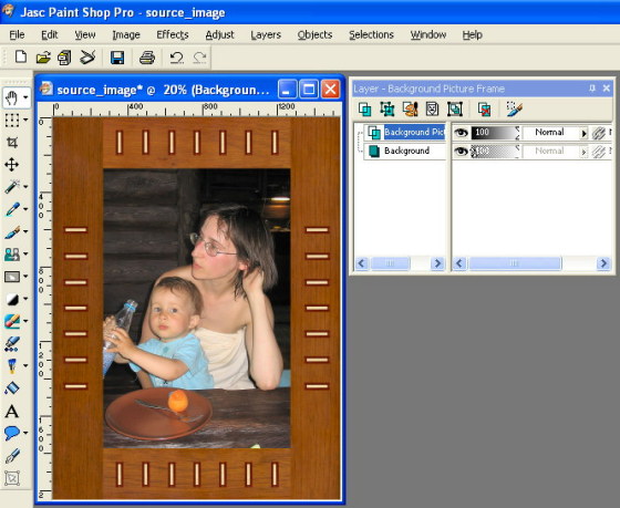 Image with frame on new layer